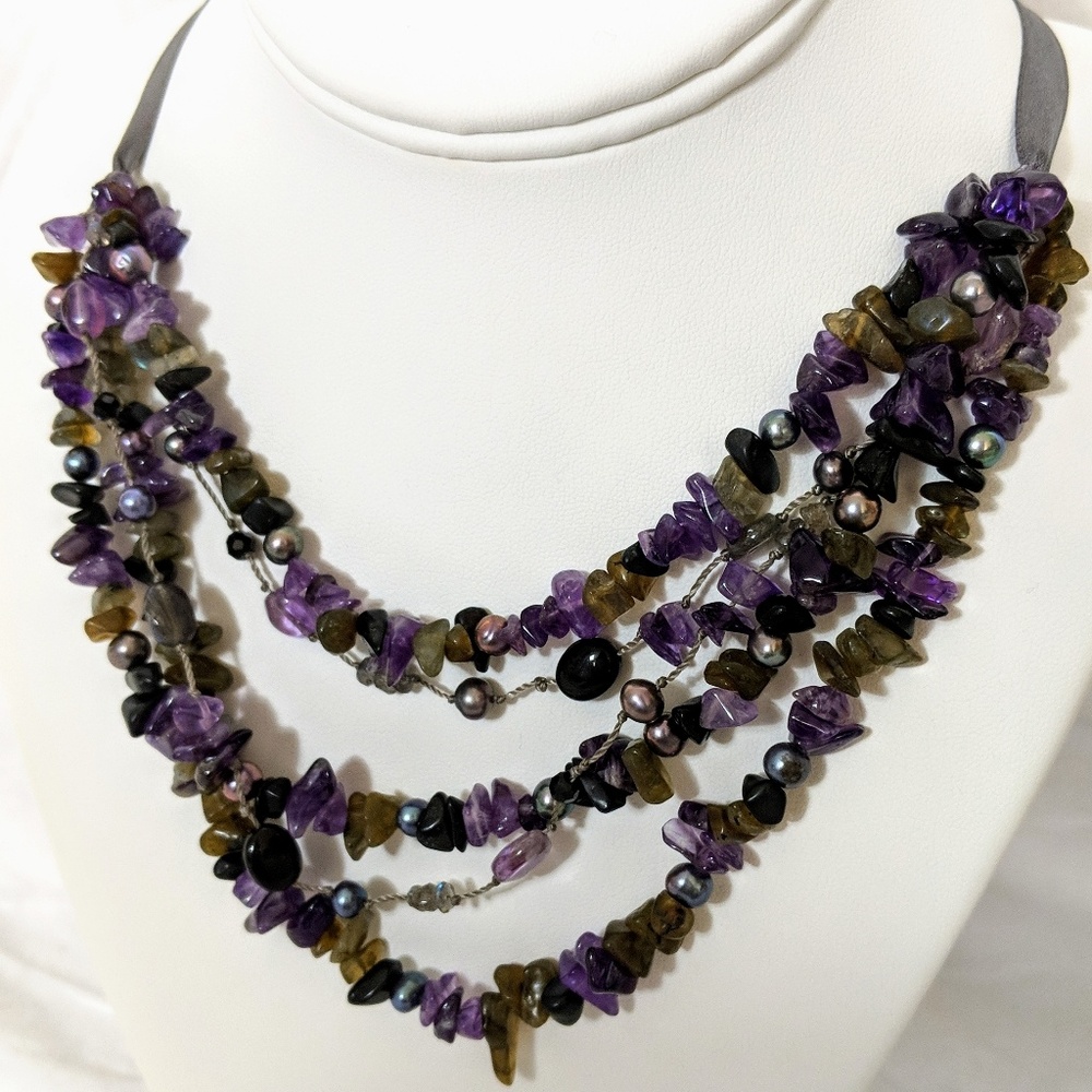 Multi Strand Semi-precious Gemstone Necklace